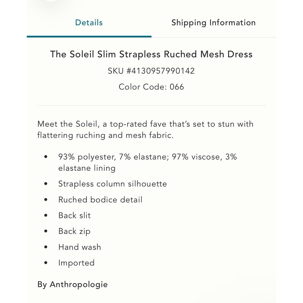 ANTHROPOLOGIE New‎ Soleil Slim Strapless Midi Dress MEDIUM Ruched Mesh Floral - Picture 2 of 9